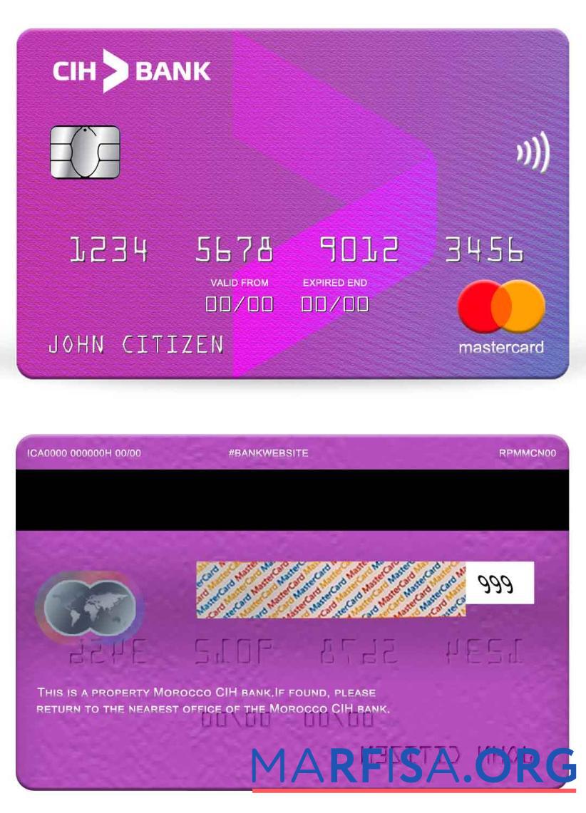 Printable Morocco CIH bank mastercard download for verification